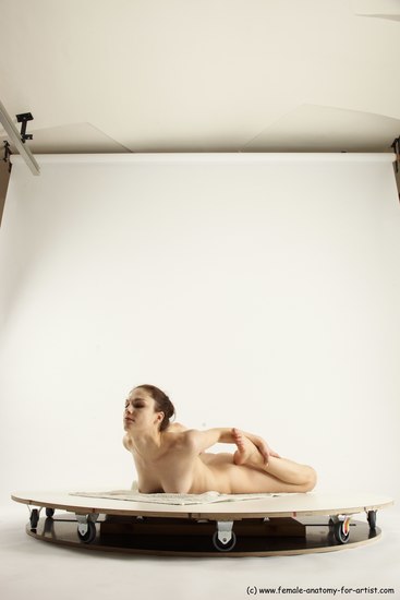 Nude Gymnastic poses Woman White Slim long brown Multi angle poses Pinup