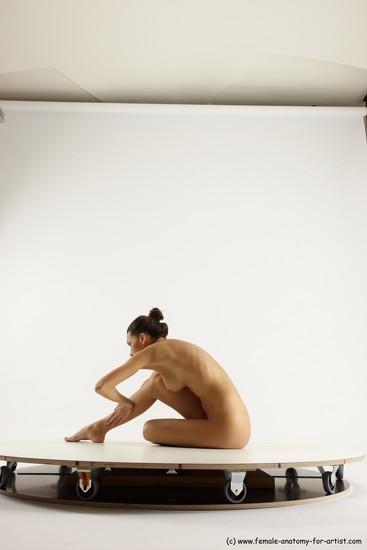 Nude Woman White Sitting poses - ALL Slim long brown Sitting poses - simple Multi angle poses Pinup