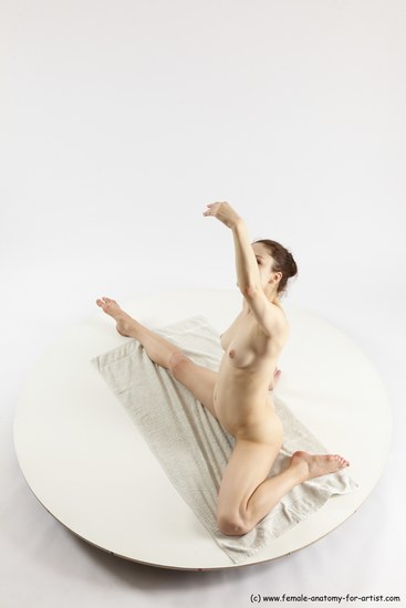 Nude Gymnastic poses Woman White Slim long brown Multi angle poses Pinup