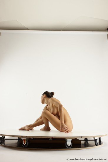 Nude Woman White Sitting poses - ALL Slim long brown Sitting poses - simple Multi angle poses Pinup