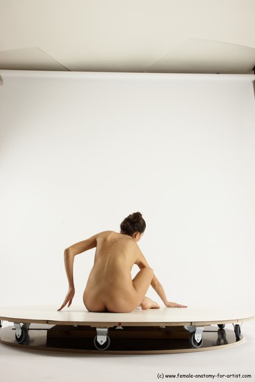 Nude Woman White Sitting poses - ALL Slim long brown Sitting poses - simple Multi angle poses Pinup