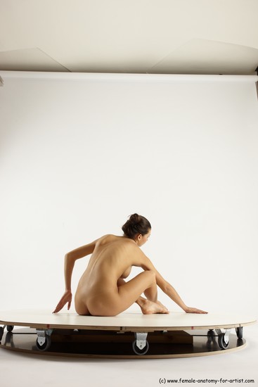 Nude Woman White Sitting poses - ALL Slim long brown Sitting poses - simple Multi angle poses Pinup