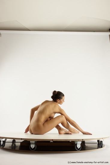 Nude Woman White Sitting poses - ALL Slim long brown Sitting poses - simple Multi angle poses Pinup