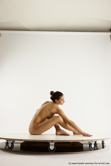 Nude Woman White Sitting poses - ALL Slim long brown Sitting poses - simple Multi angle poses Pinup