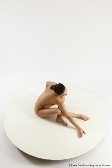 Nude Woman White Sitting poses - ALL Slim long brown Sitting poses - simple Multi angle poses Pinup