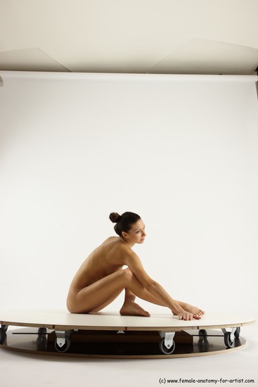 Nude Woman White Sitting poses - ALL Slim long brown Sitting poses - simple Multi angle poses Pinup