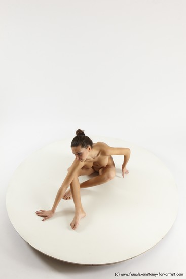 Nude Woman White Sitting poses - ALL Slim long brown Sitting poses - simple Multi angle poses Pinup