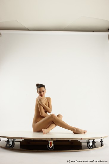 Nude Woman White Sitting poses - ALL Slim long brown Sitting poses - simple Multi angle poses Pinup