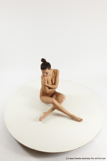 Nude Woman White Sitting poses - ALL Slim long brown Sitting poses - simple Multi angle poses Pinup