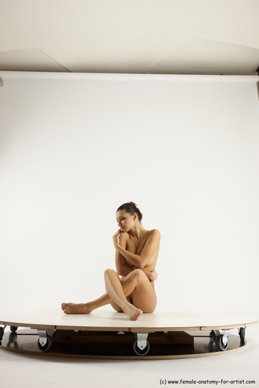 Nude Woman White Sitting poses - ALL Slim long brown Sitting poses - simple Multi angle poses Pinup