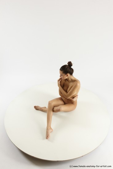 Nude Woman White Sitting poses - ALL Slim long brown Sitting poses - simple Multi angle poses Pinup