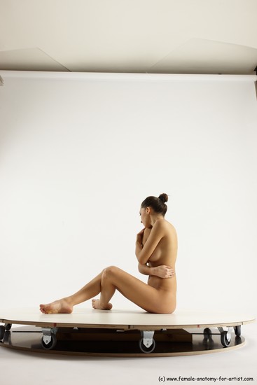 Nude Woman White Sitting poses - ALL Slim long brown Sitting poses - simple Multi angle poses Pinup