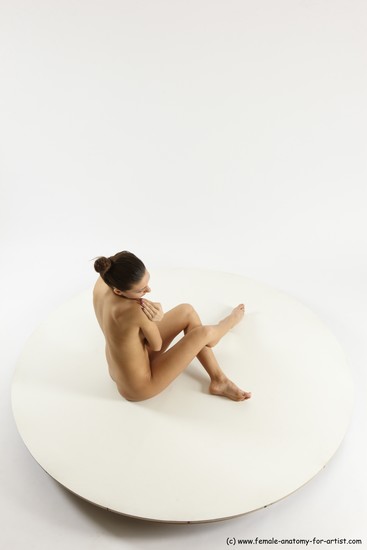 Nude Woman White Sitting poses - ALL Slim long brown Sitting poses - simple Multi angle poses Pinup