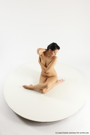 Nude Woman White Sitting poses - ALL Slim long brown Sitting poses - simple Multi angle poses Pinup