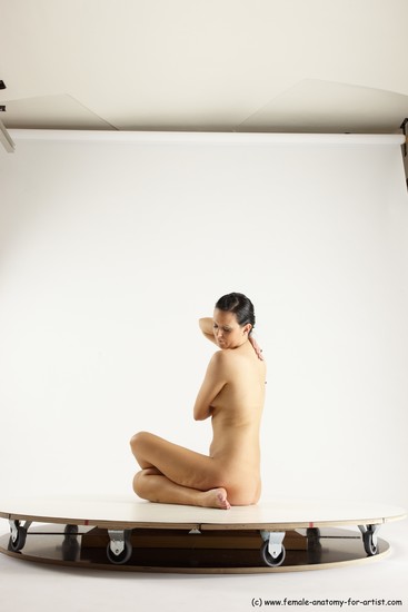 Nude Woman White Sitting poses - ALL Slim long brown Sitting poses - simple Multi angle poses Pinup