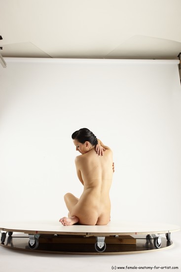 Nude Woman White Sitting poses - ALL Slim long brown Sitting poses - simple Multi angle poses Pinup