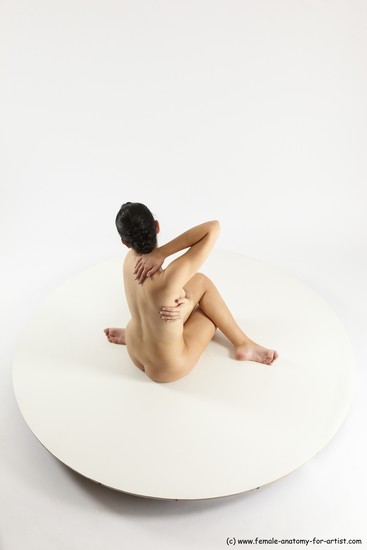 Nude Woman White Sitting poses - ALL Slim long brown Sitting poses - simple Multi angle poses Pinup