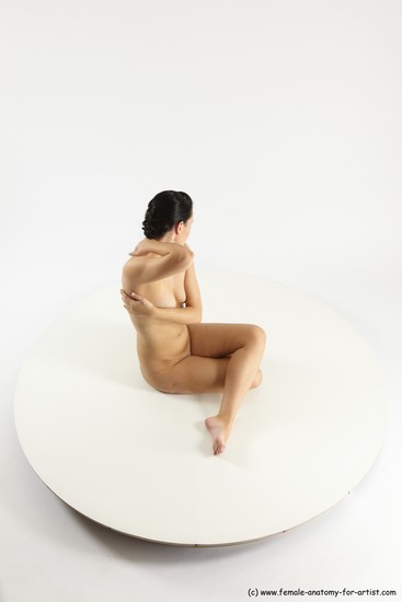 Nude Woman White Sitting poses - ALL Slim long brown Sitting poses - simple Multi angle poses Pinup