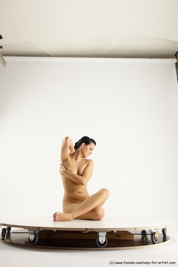 Nude Woman White Sitting poses - ALL Slim long brown Sitting poses - simple Multi angle poses Pinup