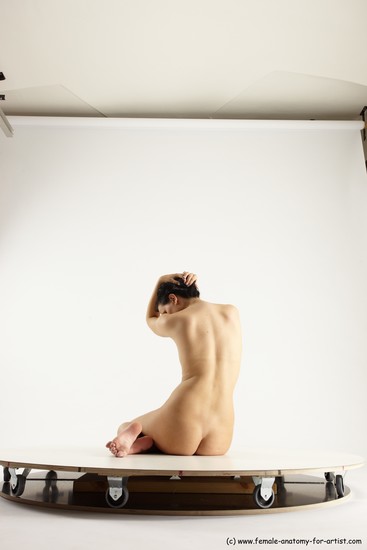 Nude Woman White Sitting poses - ALL Slim long brown Sitting poses - simple Multi angle poses Pinup