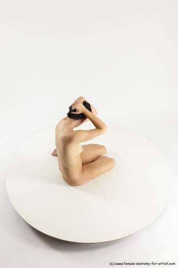 Nude Woman White Sitting poses - ALL Slim long brown Sitting poses - simple Multi angle poses Pinup