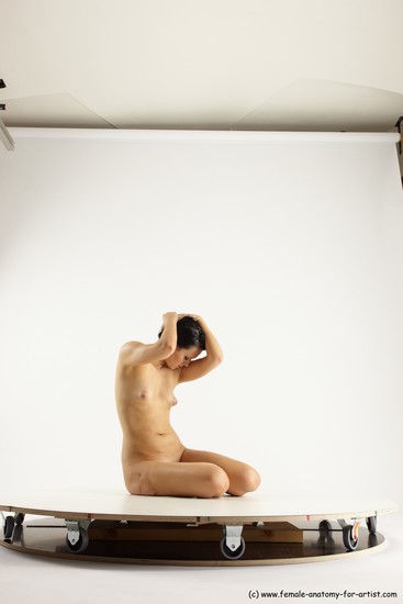 Nude Woman White Sitting poses - ALL Slim long brown Sitting poses - simple Multi angle poses Pinup