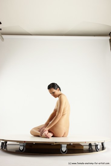 Nude Woman White Sitting poses - ALL Slim long brown Sitting poses - simple Multi angle poses Pinup