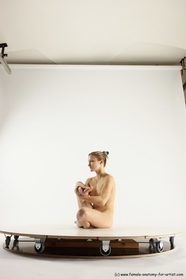 Nude Woman White Sitting poses - ALL Athletic long blond Sitting poses - simple Multi angle poses Pinup