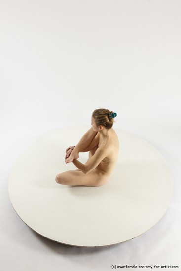 Nude Woman White Sitting poses - ALL Athletic long blond Sitting poses - simple Multi angle poses Pinup