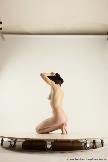 Nude Woman White Sitting poses - ALL Slim medium brown Sitting poses - on knees Multi angle poses Pinup