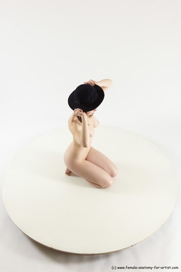 Nude Woman White Sitting poses - ALL Slim medium brown Sitting poses - on knees Multi angle poses Pinup