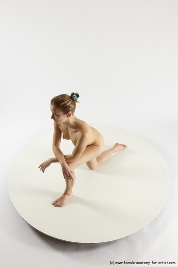 Nude Woman White Kneeling poses - ALL Athletic Kneeling poses - on one knee long blond Multi angle poses Pinup