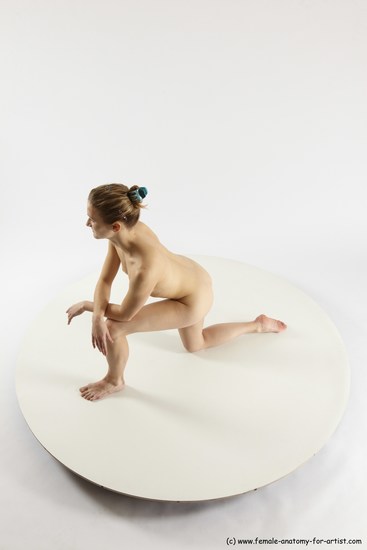 Nude Woman White Kneeling poses - ALL Athletic Kneeling poses - on one knee long blond Multi angle poses Pinup