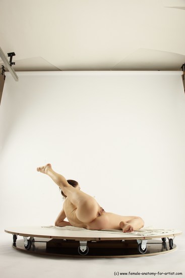 Nude Gymnastic poses Woman White Slim long brown Multi angle poses Pinup