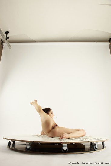 Nude Gymnastic poses Woman White Slim long brown Multi angle poses Pinup