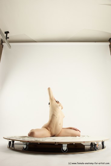 Nude Gymnastic poses Woman White Slim long brown Multi angle poses Pinup