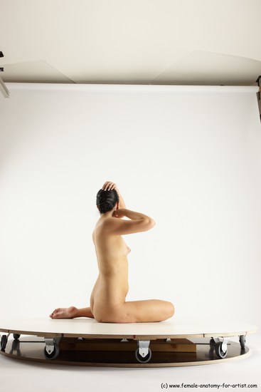 Nude Woman White Sitting poses - ALL Slim long brown Sitting poses - simple Multi angle poses Pinup