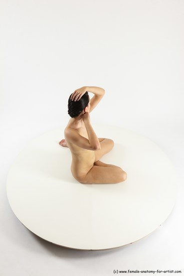 Nude Woman White Sitting poses - ALL Slim long brown Sitting poses - simple Multi angle poses Pinup