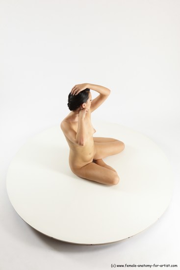 Nude Woman White Sitting poses - ALL Slim long brown Sitting poses - simple Multi angle poses Pinup