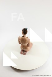 Underwear Woman White Sitting poses - ALL Athletic long brown Sitting poses - on knees Multi angle poses Academic