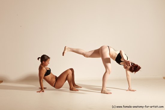 Underwear Martial art Woman Black Moving poses Athletic medium brown Dynamic poses Academic