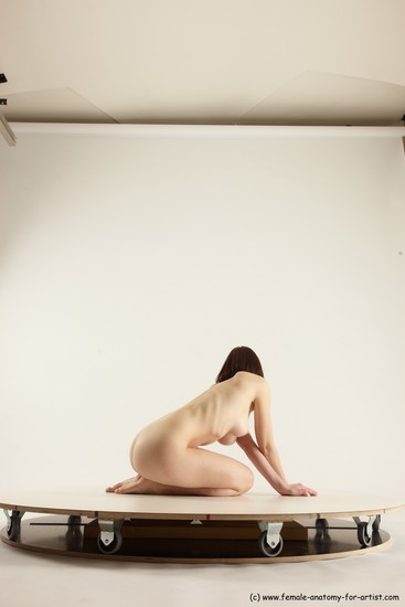 Nude Woman White Sitting poses - ALL Slim medium brown Sitting poses - on knees Multi angle poses Pinup