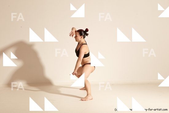 Underwear Martial art Woman White Moving poses Average long colored Dynamic poses Academic