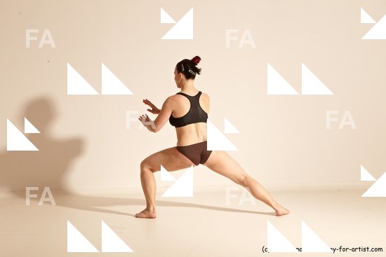 Underwear Martial art Woman White Moving poses Average long colored Dynamic poses Academic