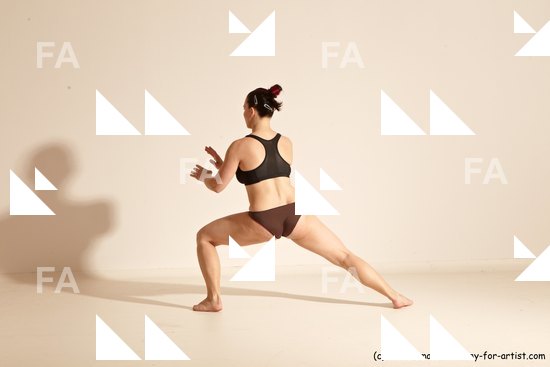 Underwear Martial art Woman White Moving poses Average long colored Dynamic poses Academic