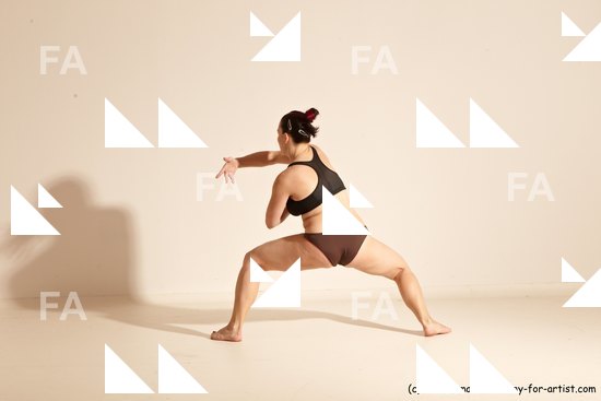 Underwear Martial art Woman White Moving poses Average long colored Dynamic poses Academic