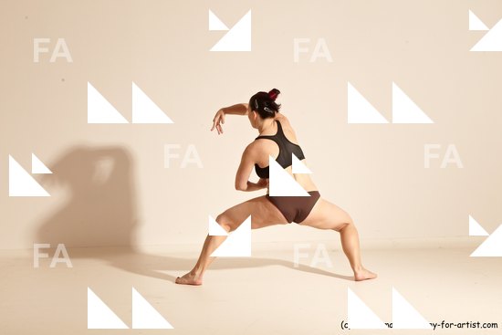 Underwear Martial art Woman White Moving poses Average long colored Dynamic poses Academic