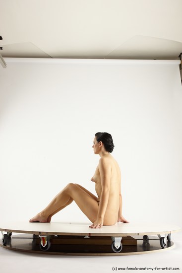 Nude Woman White Sitting poses - ALL Slim long brown Sitting poses - simple Multi angle poses Pinup