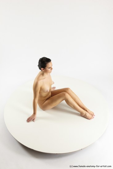 Nude Woman White Sitting poses - ALL Slim long brown Sitting poses - simple Multi angle poses Pinup