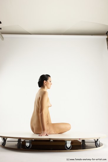 Nude Woman White Sitting poses - ALL Slim long brown Sitting poses - simple Multi angle poses Pinup